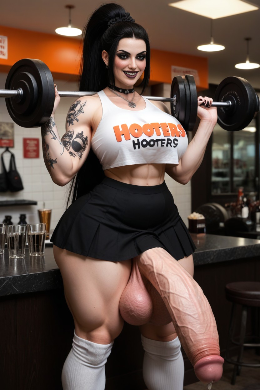 Goth Hooters, Sporty Thigh High Socks, Monstrous Penis Growth Shemale AI Porn
