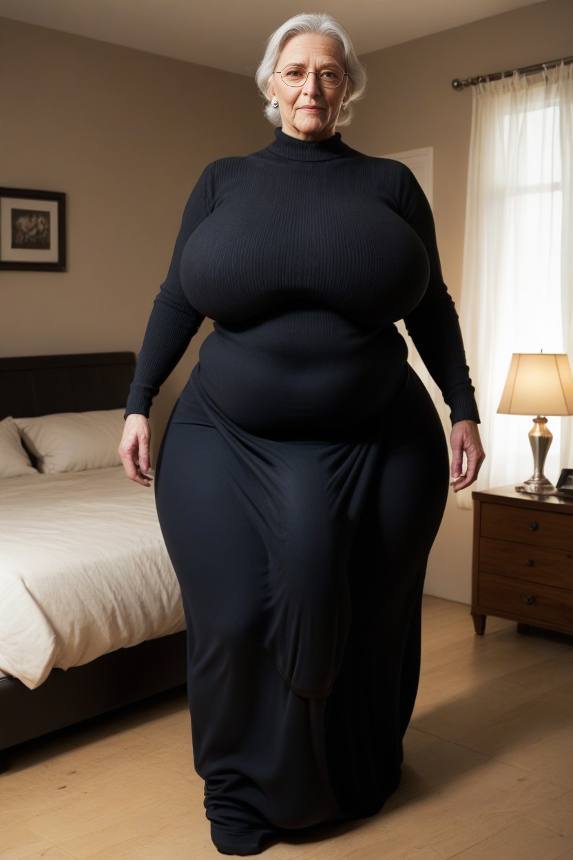 Sweater, Gorgeous, White Hair AI Porn