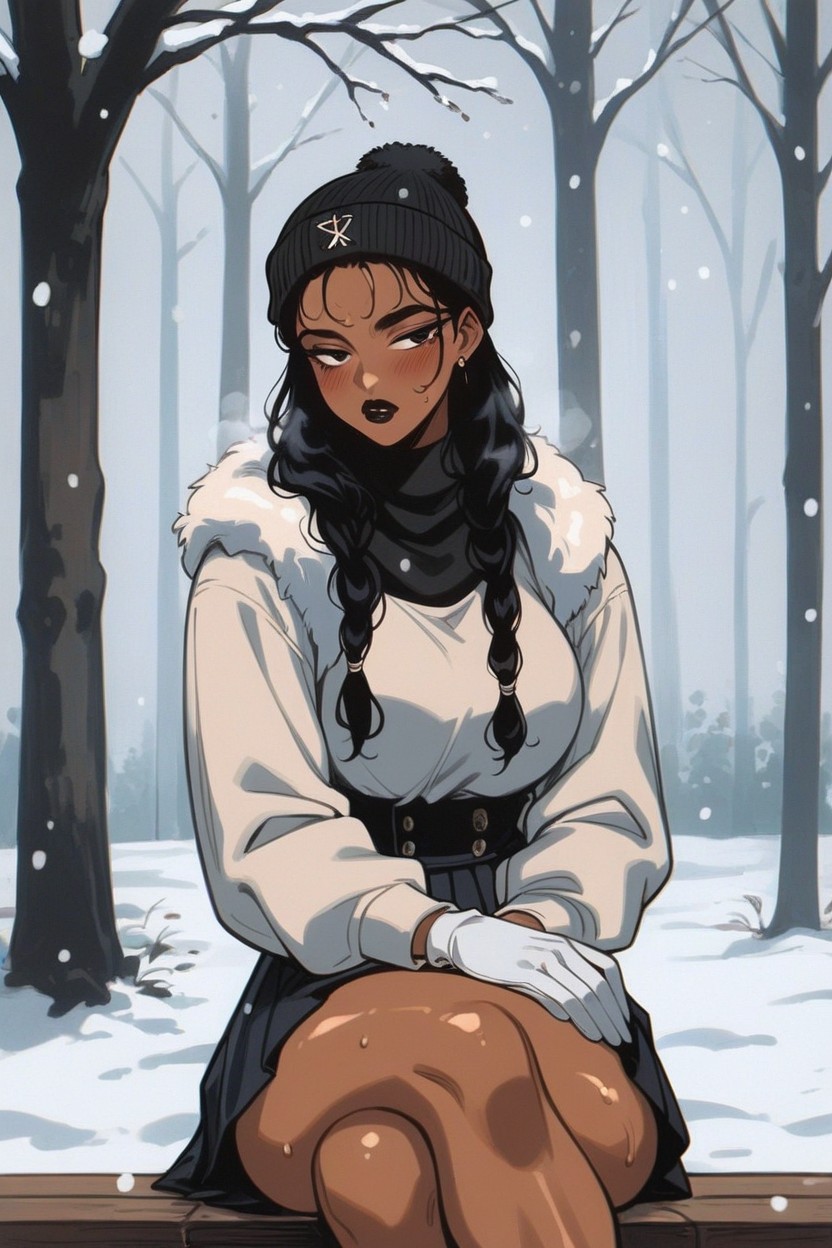 Dark Skin Woman, Black Hair, Perfect Anatomy Hentai AI Porn