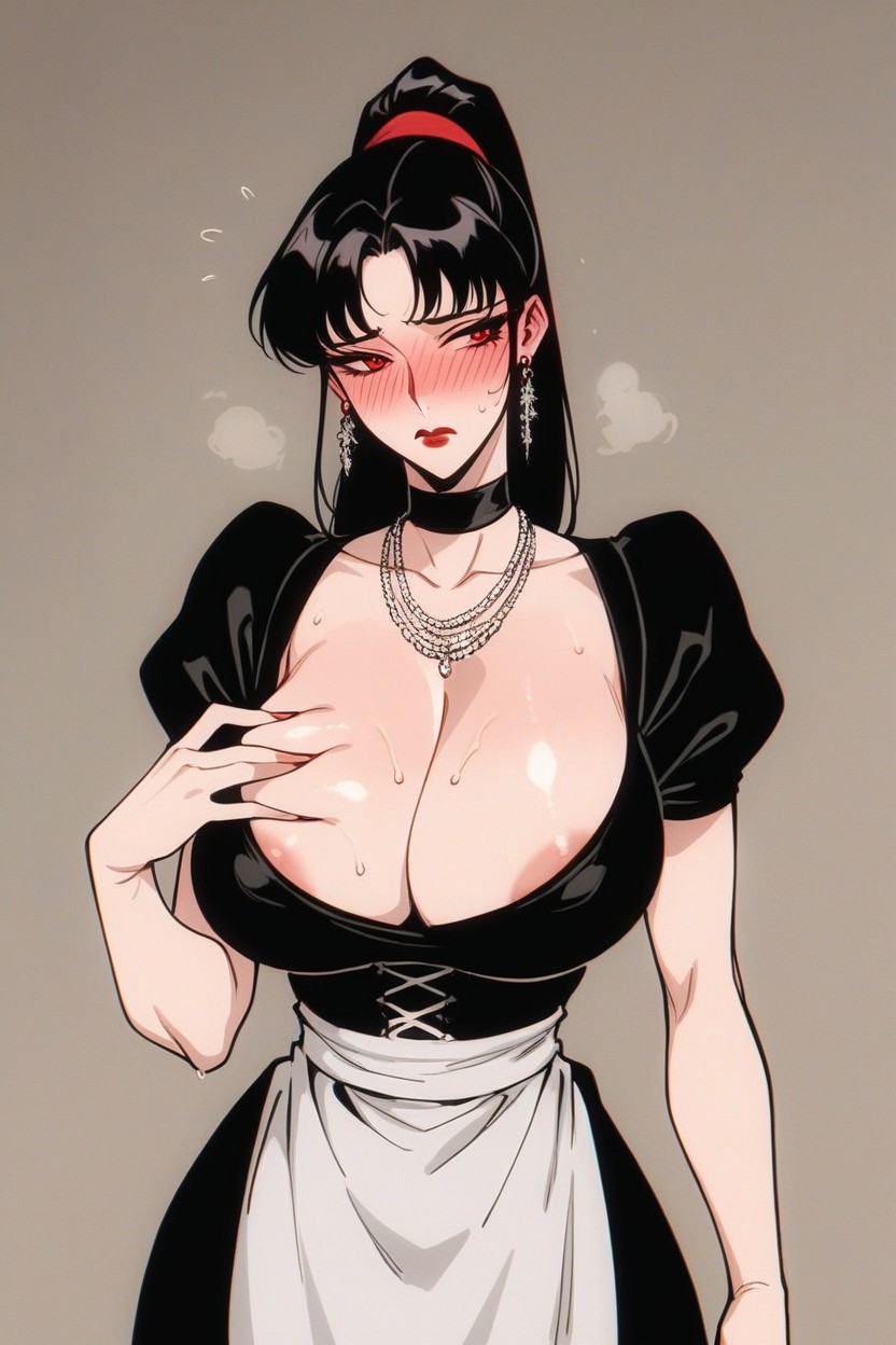 Front View, Blushing, Black Hair Hentai AI Porn