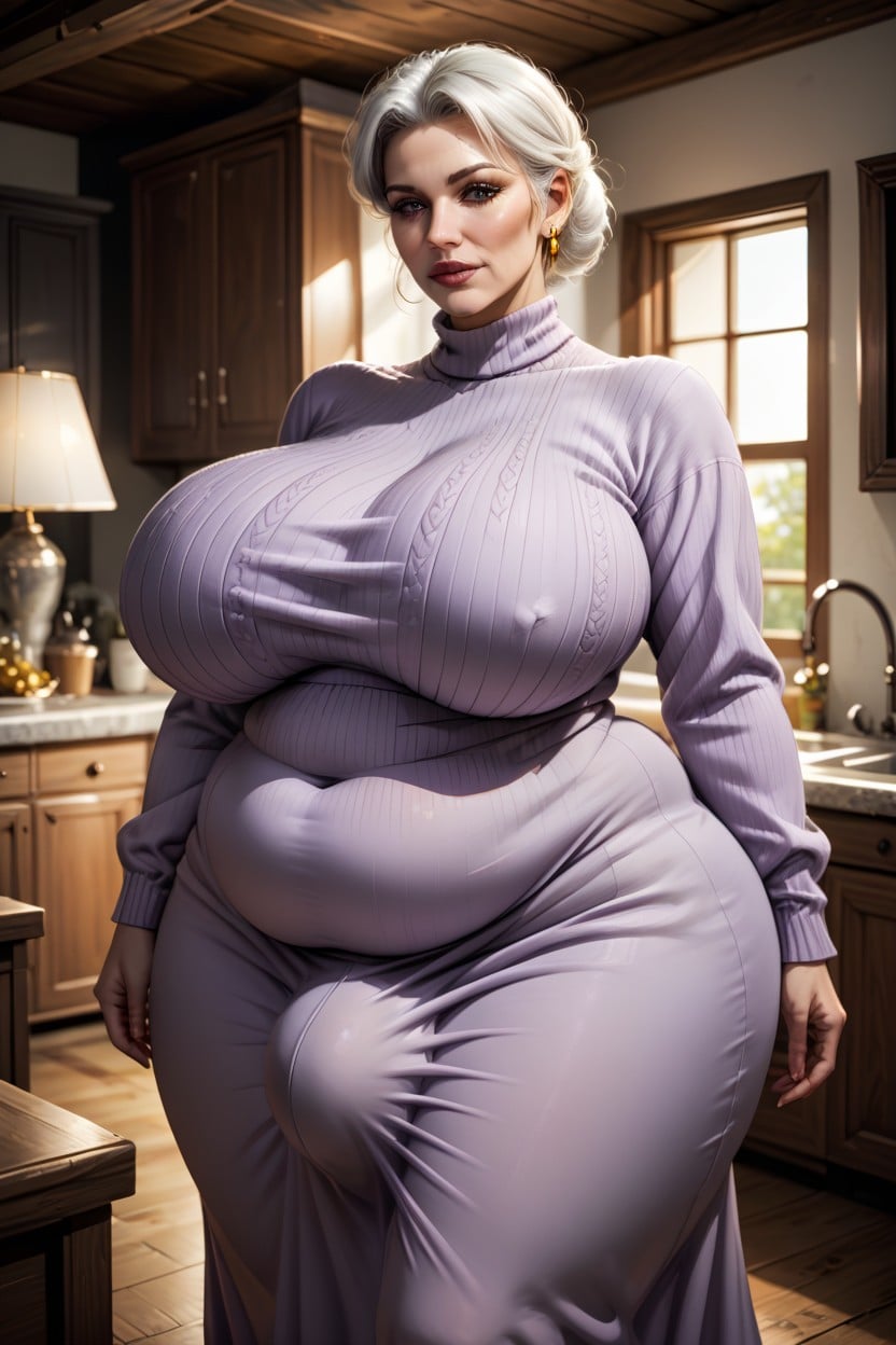 Long Sweater Dress, Long Dress, Beautiful AI Porn