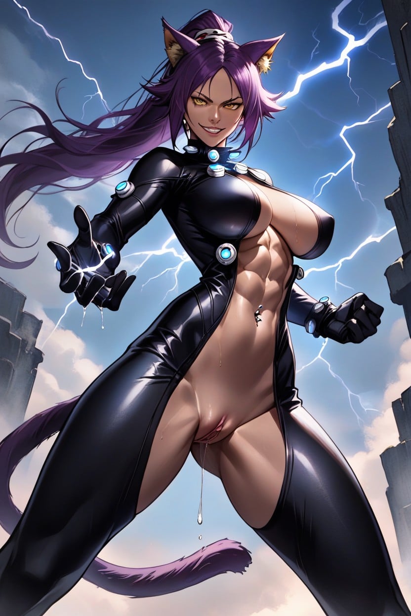 Huge Head, Large Eyes, Yoruichi From Bleach Hentai IA