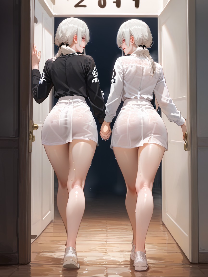 Black Eyed Women, View On Ground Level, Long Wet Hair Hentai AI Porn