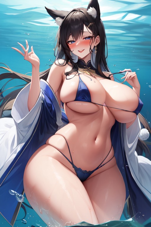 Big Breasts, Fluffy Bush, Ocean Bottom Hentai AI Porn