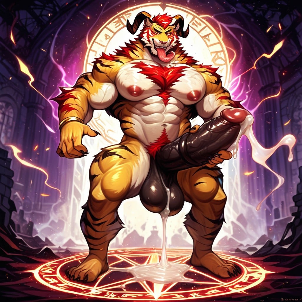 Massive Thick Penis, Red Eyes, Grinning Porno IA Furry