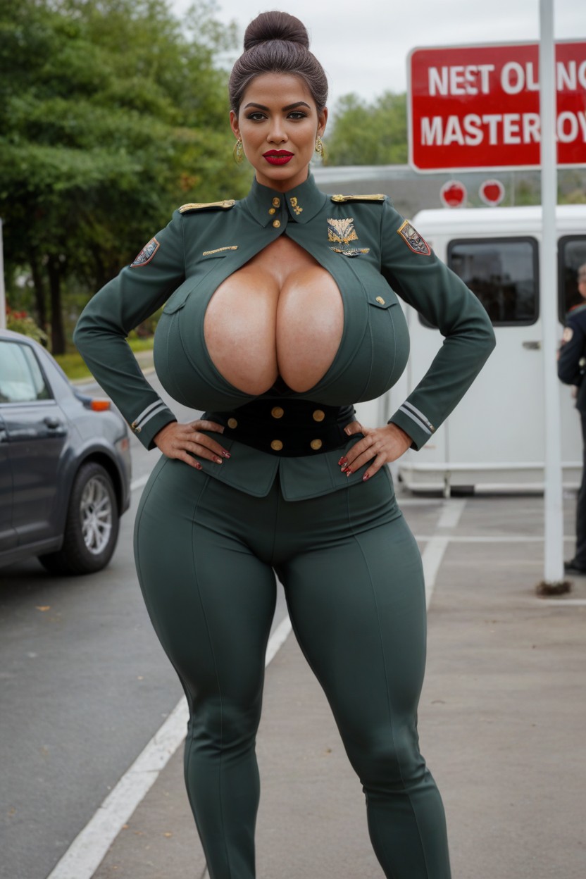 Model, Bursting Cleavage, Bulging Butt AI Porn