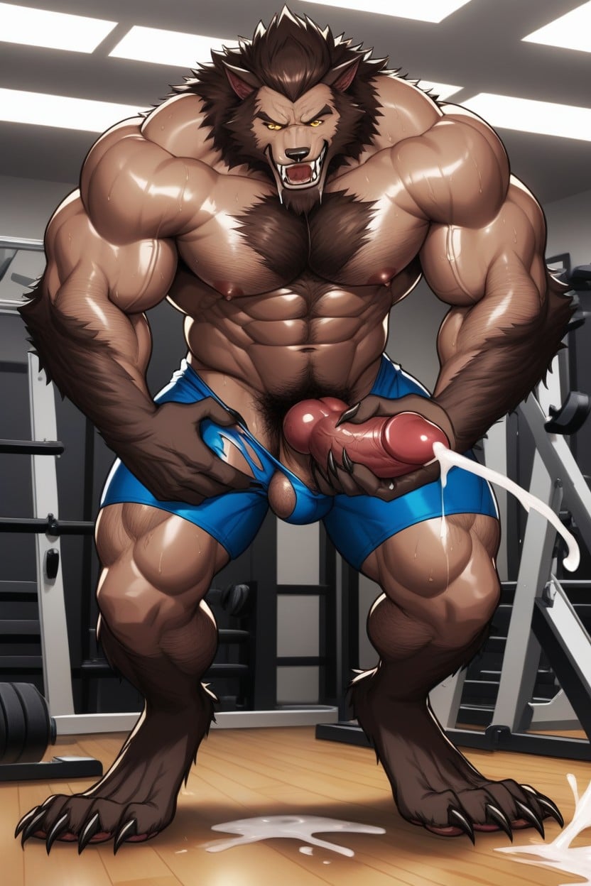 Huge Claw Hands, Naked, Paw Feet Bursting Out Of Black Gym Shoes AI Gay Porn