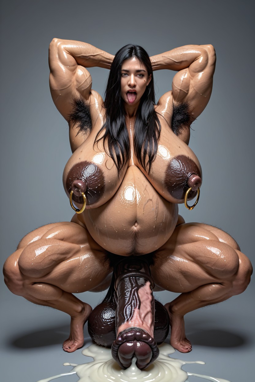 Shemale, Huge Muscular Arms, Massive Gold Nipple Rings Porno asiático IA