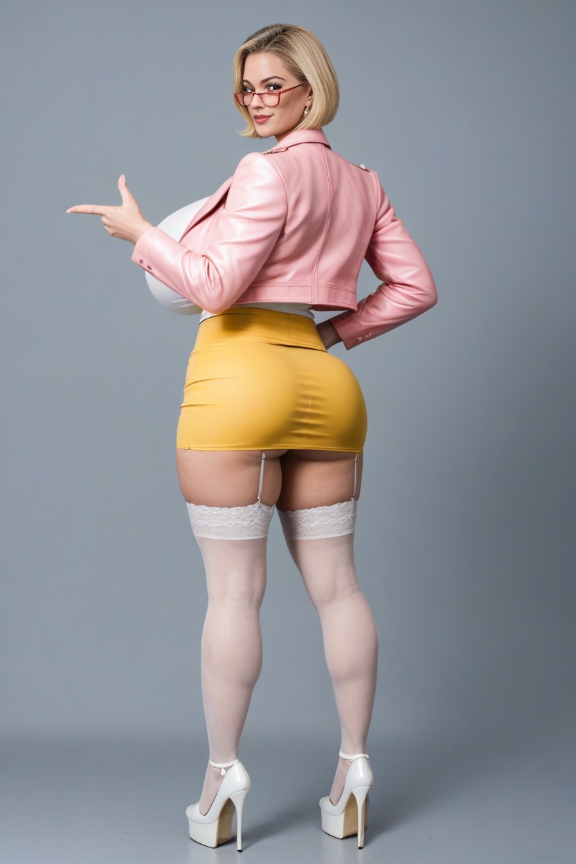 Very Yellow Skirt, Full Body, Rear View AI Porn