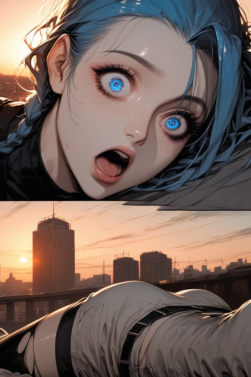 Mouth Wide Open, Large Eyes, Tatoo ヘンタイAIポルノ
