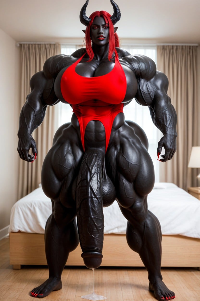 Impossibly Gigantic Black Cock, Solo, Wide Hips Shemale AI Porn