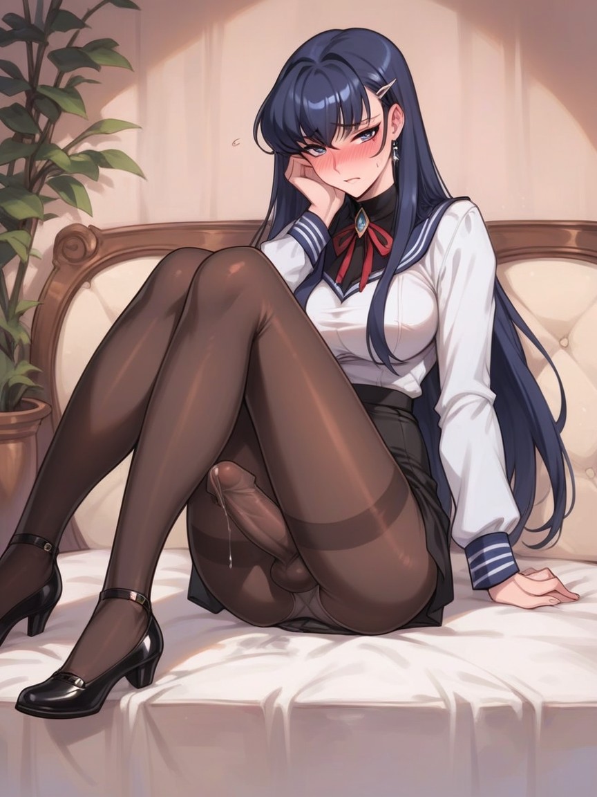Erection, Erection Under Pantyhose, Dick Under Pantyhose Shemale AI Porn