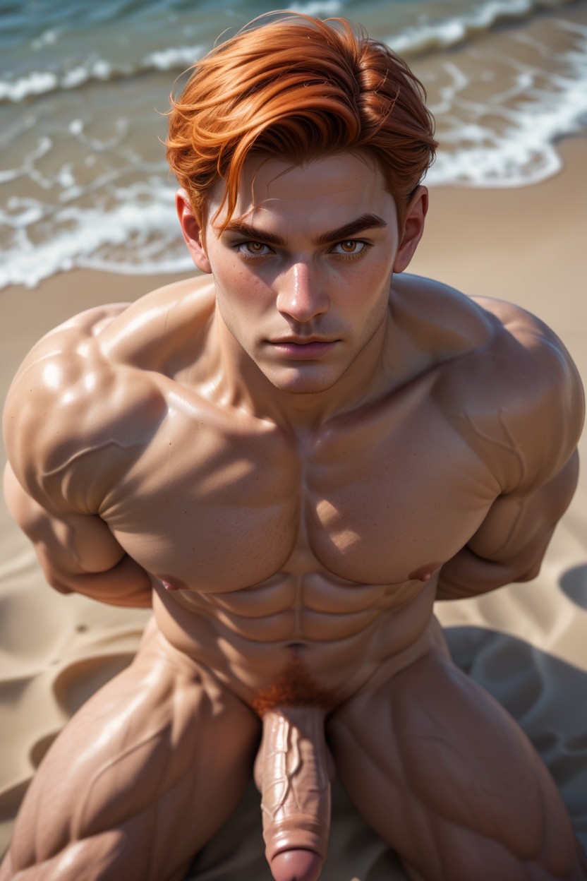 Naked, Veiny Muscles, Ginger AI Gay Porn
