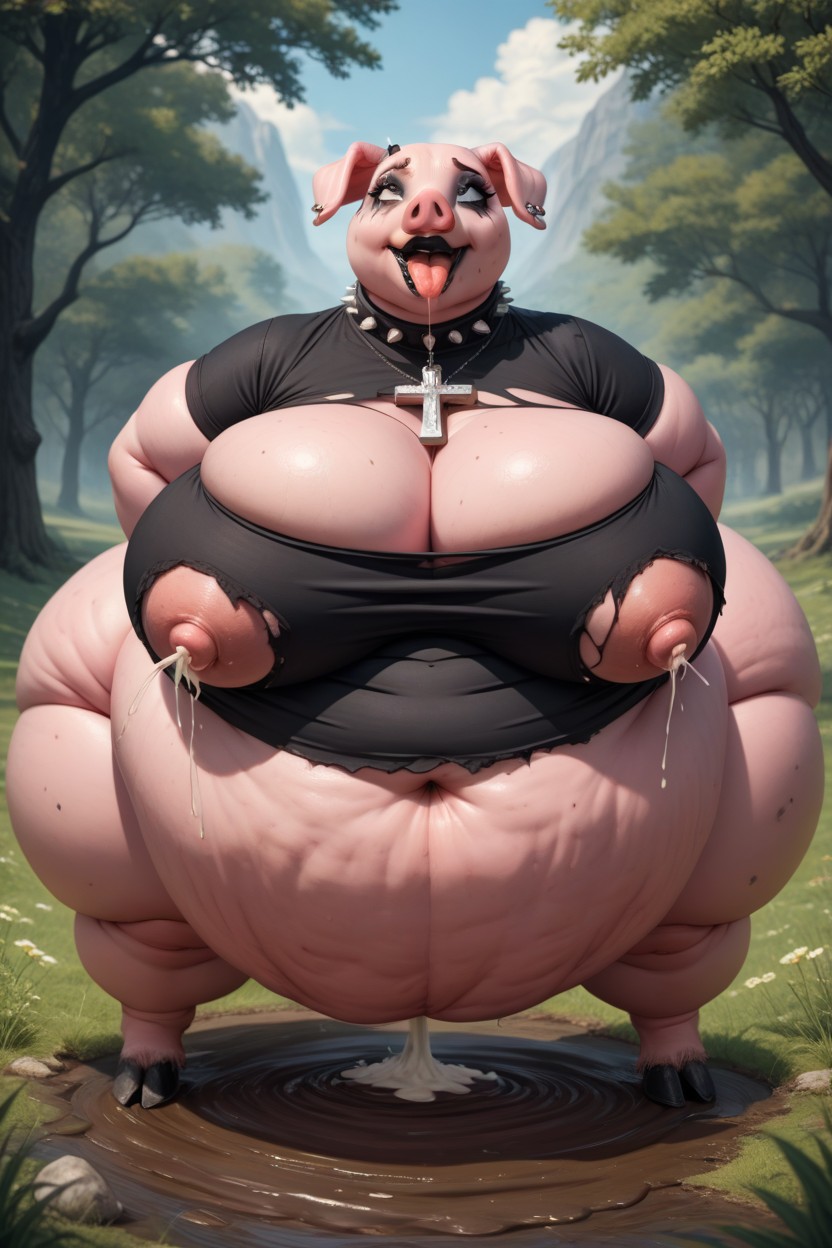 Hanging Fat Belly, Hooves, Hupig Snout BBW AI Porn