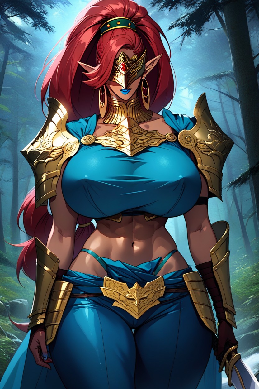 Wide Hips, Fluffy Red Fur On Neck, Gold Tiara With Ruby Hentai AI Porn