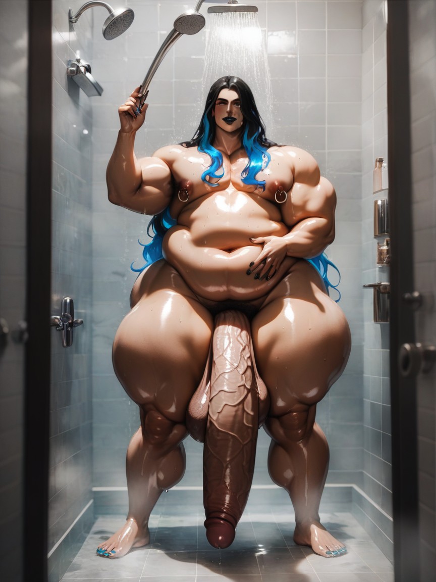 Hyper Gigantic Long Cock, Massive Ass, Thick Fat Body AI Gay Porn