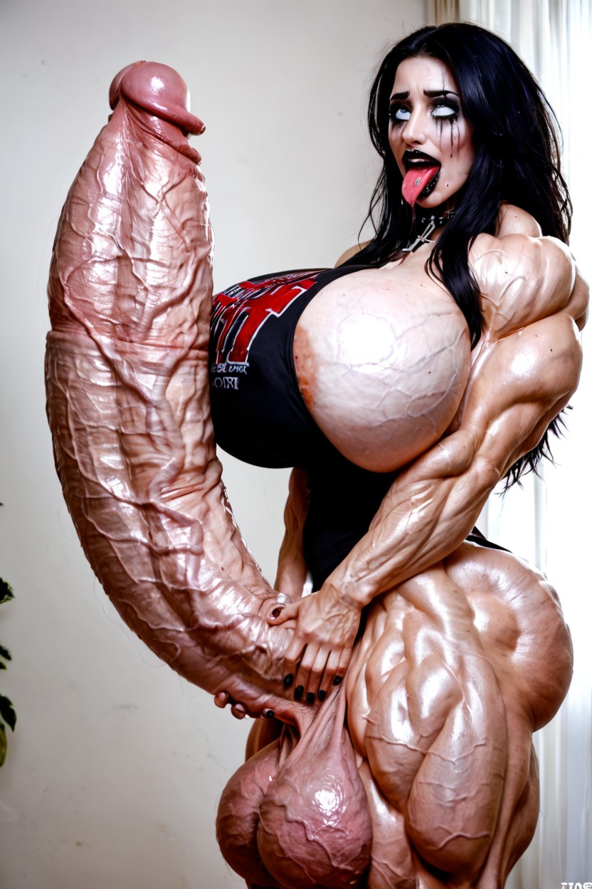 Gigantic Massive Sagging Balls, Oiled, Impossibly Swollen Gigantic Veiny Balls Porno IA transsexuelle