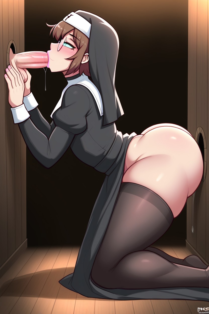 Artist Dross Artstyle, 18+, Slutty Nun Outfit AI Gay Porn
