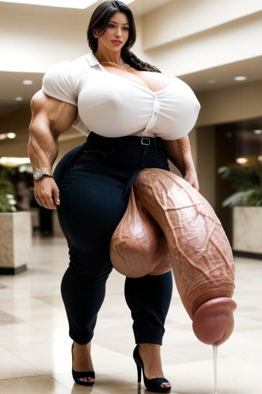 Hyper Gigantic Massive Veiny Testicles, Walking, Haunted House Shemale AI Porn