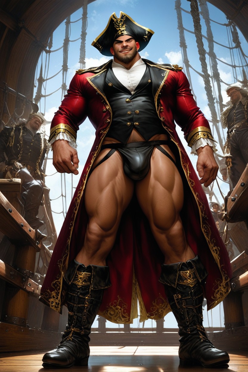 Standing, Sadistic Pirate Captain, Dominant AI Gay Porn