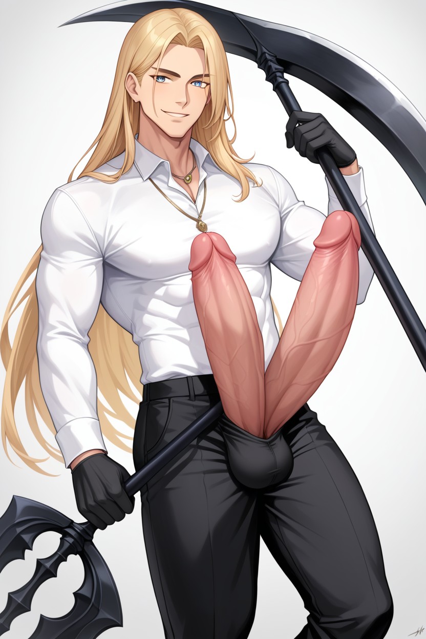 Diphallia, Multi-penis, Slight Smile AI Gay Porn