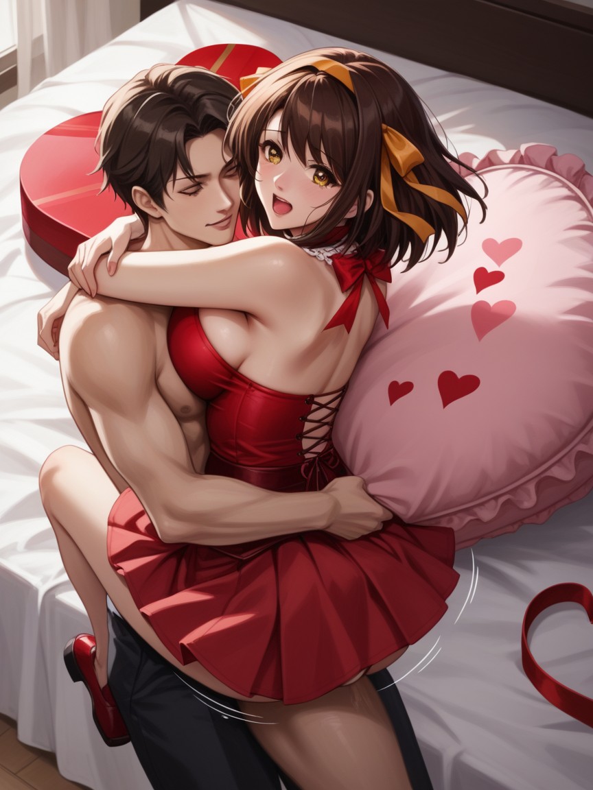 Huge Hair Bow, Brown Hair, Gasp Hentai AI Porn