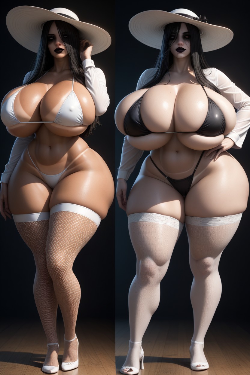 Beautiful Face, White Sunhat, Flawless Render AI Porn