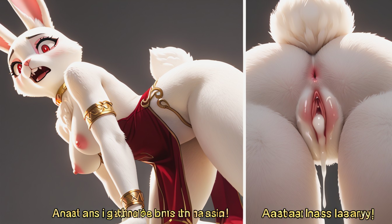 Golden Bracelet, Bunny Tail, Light Red Color Eyeliner AI Porn