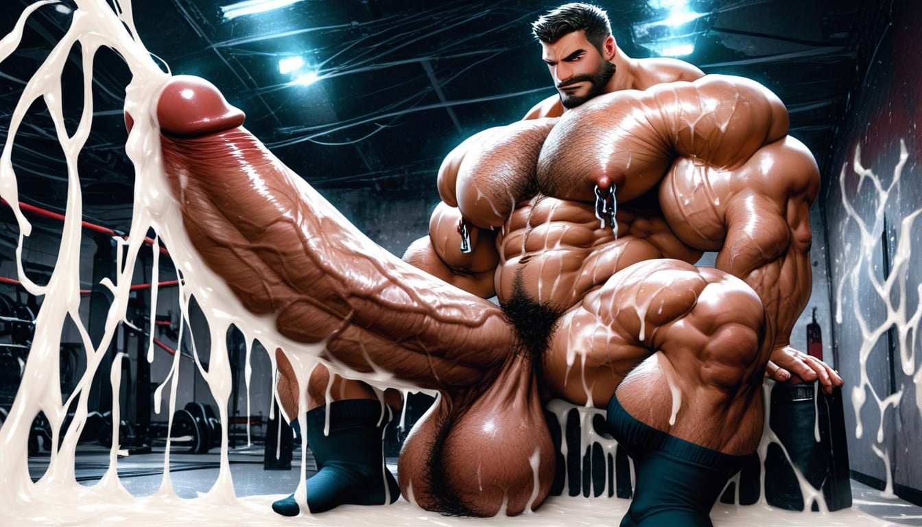 Cum Covering Everything, Pubic Hair, Gym Pornografia gay com IA