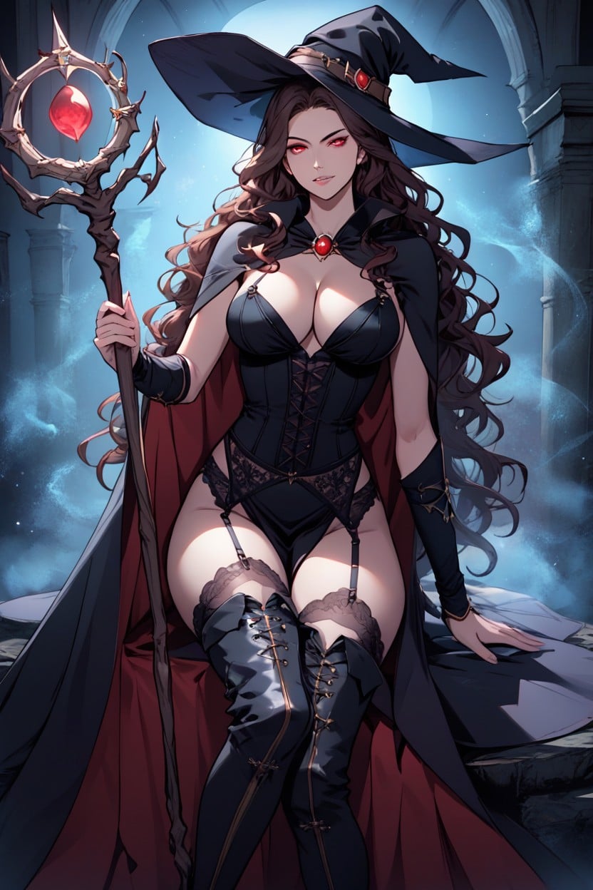 Seductive Expression, Fantasy, Red Eyes Hentai AI Porn