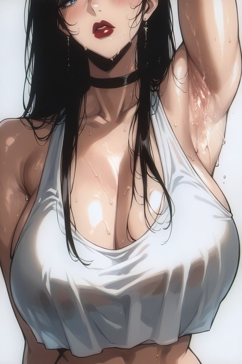 Sleepy Eyes, Long Hair, Shiny Skin Hentai AI Porn