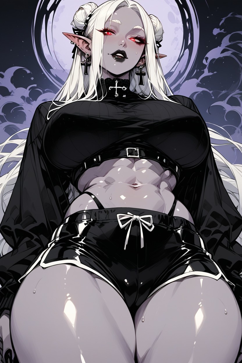 Full Of Sweat, Cross Earrings, Night Hentai IA