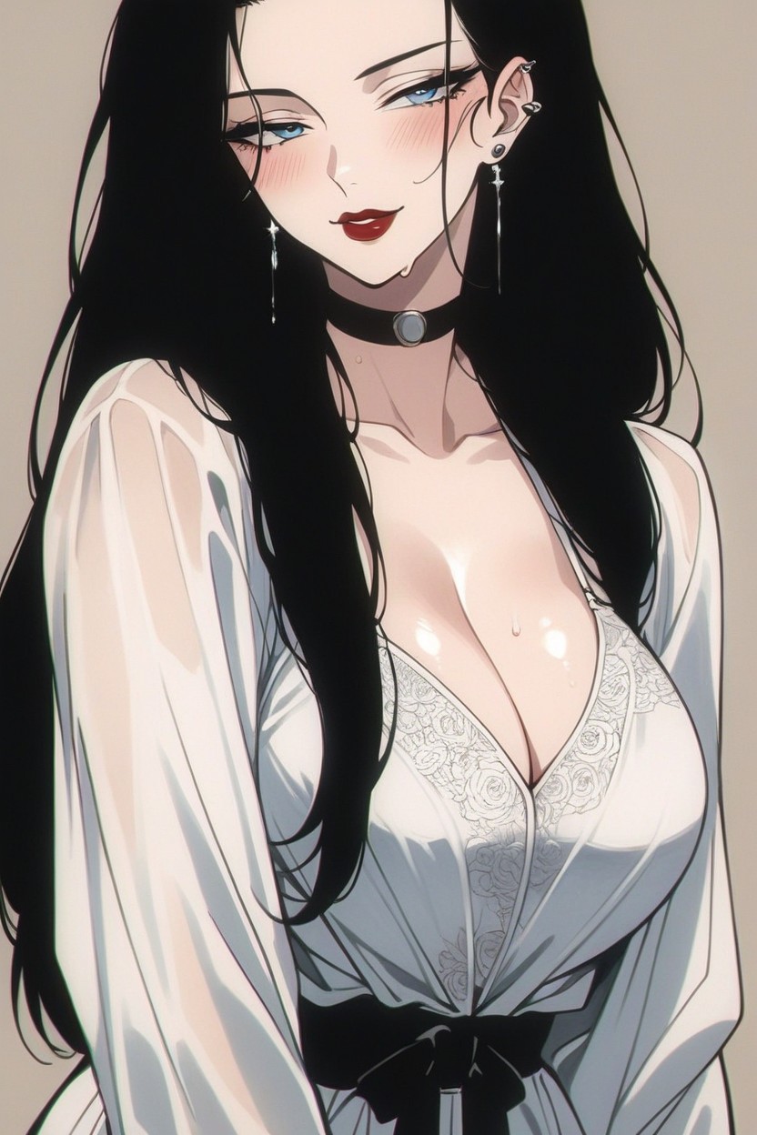 Piercing, Cleavage, White Woman Hentai AI Porn