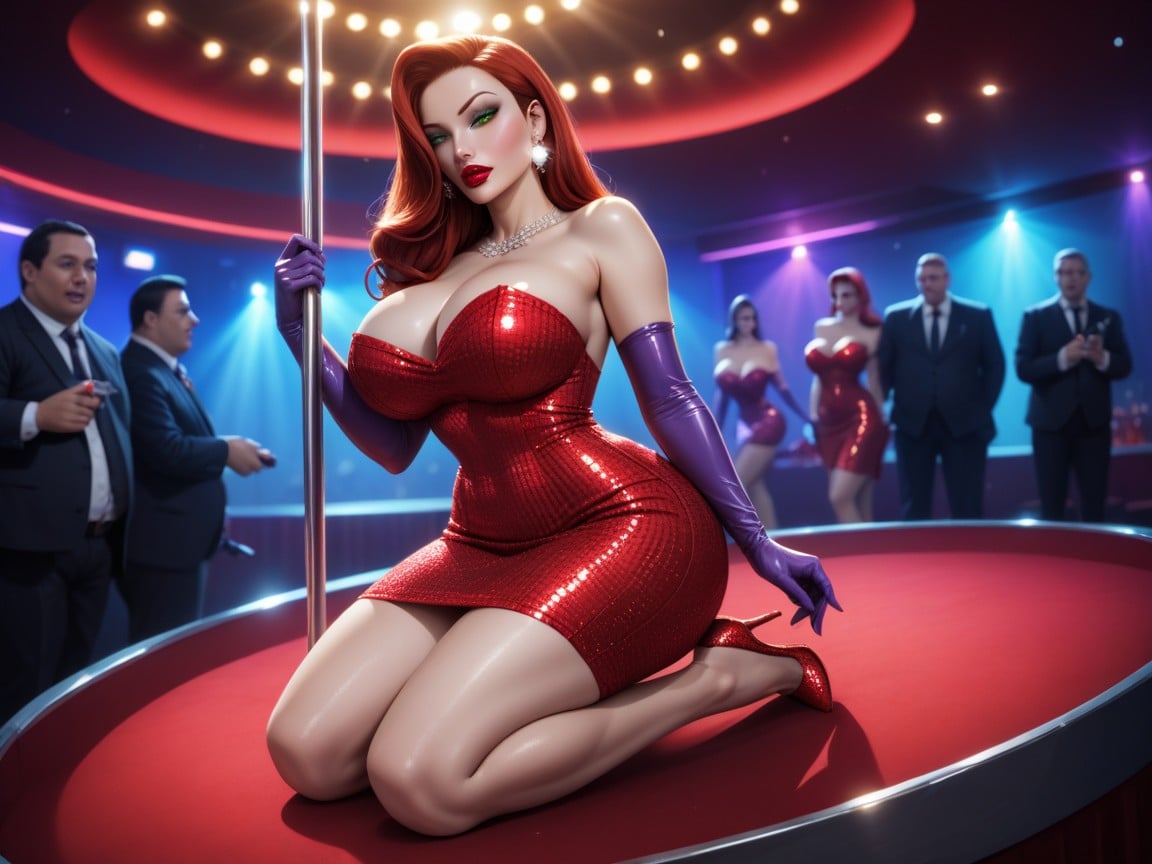 Suit, Red Lipstick, Strip Club AI Porn