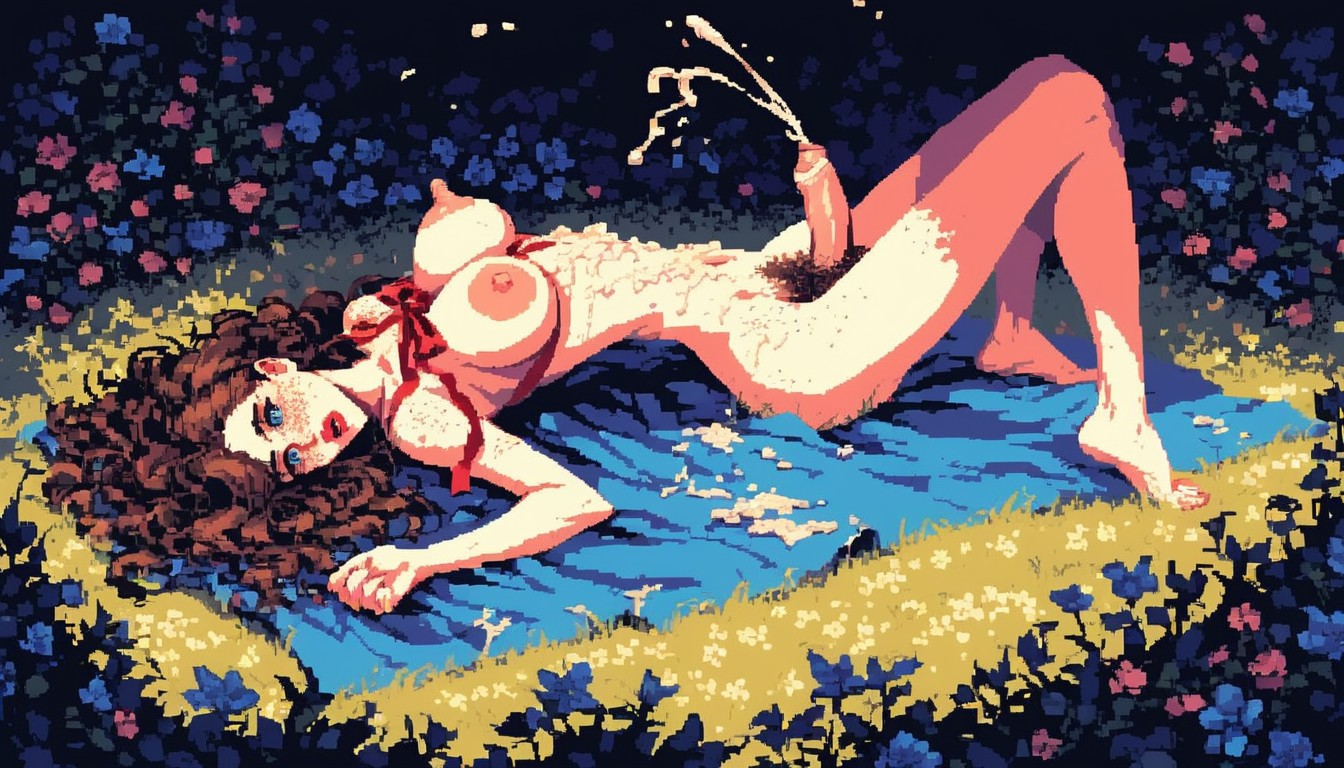 Beautiful Hyper Big Round Eyes Light Blue Eyes, Excessively Long Nipples, Long Length Hair Porno IA transsexuelle