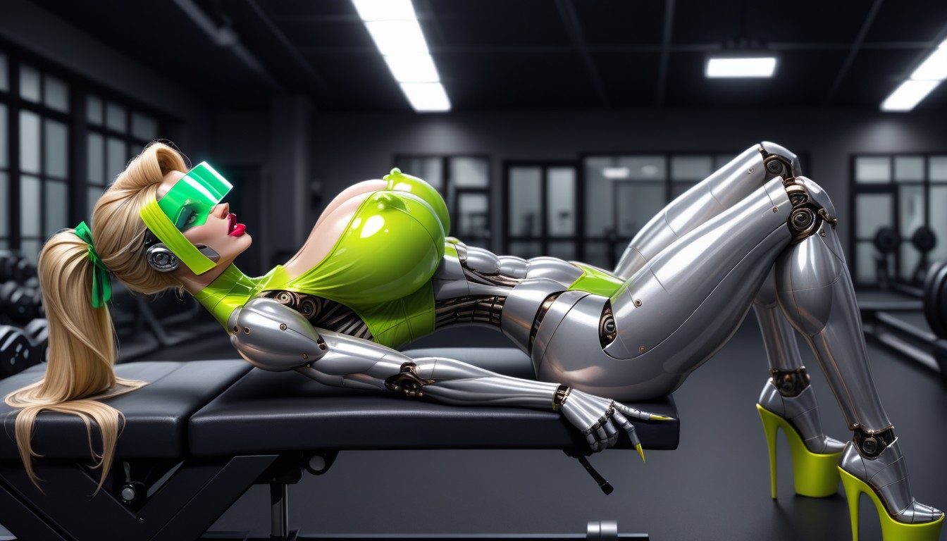 Lifting Dumbbells, Long Fingernails, Her Anus Is Metallic AI Porn