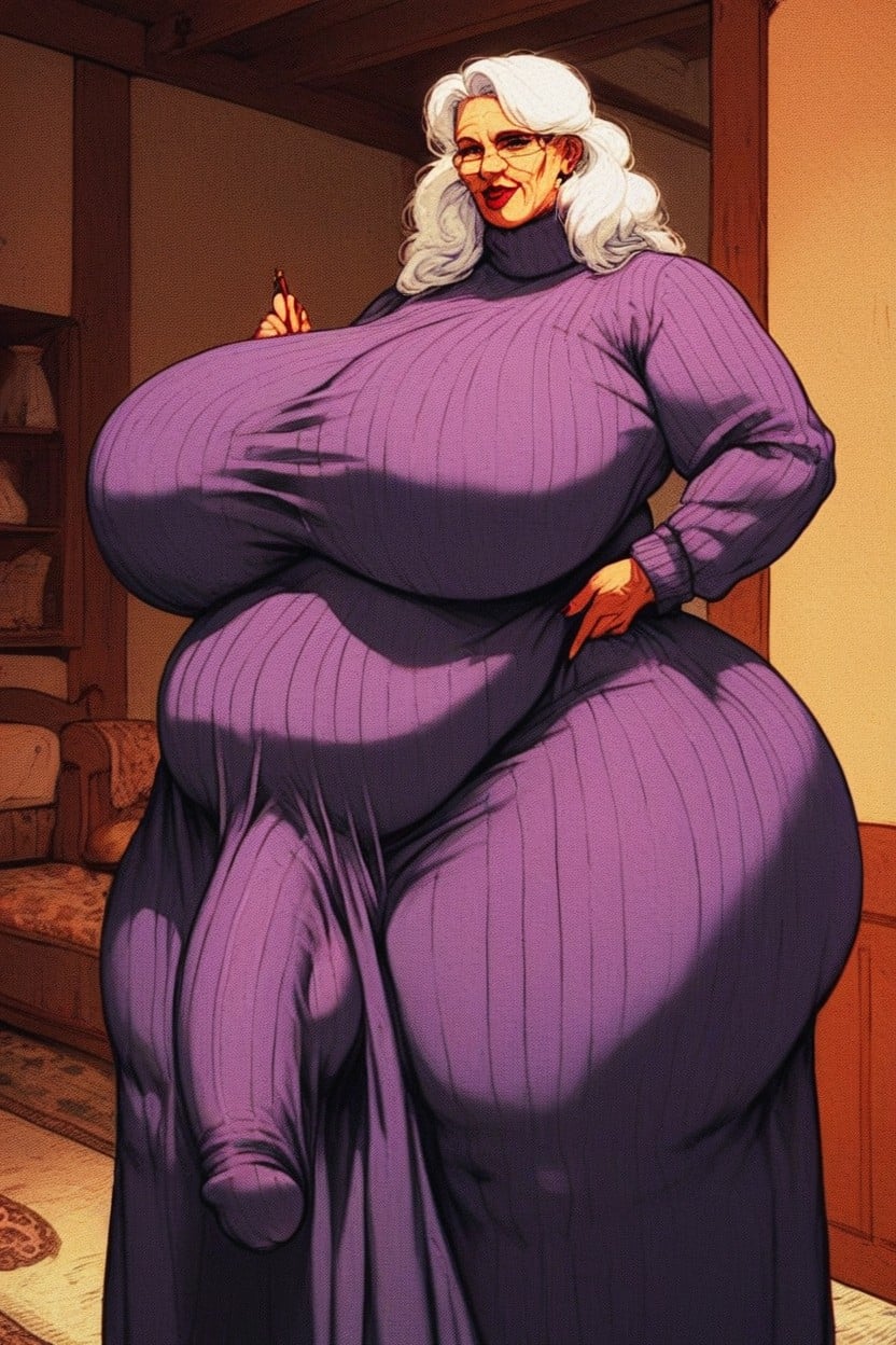 Obese, Extreme Thick Cock Outline, Winkles On Face AI Porn