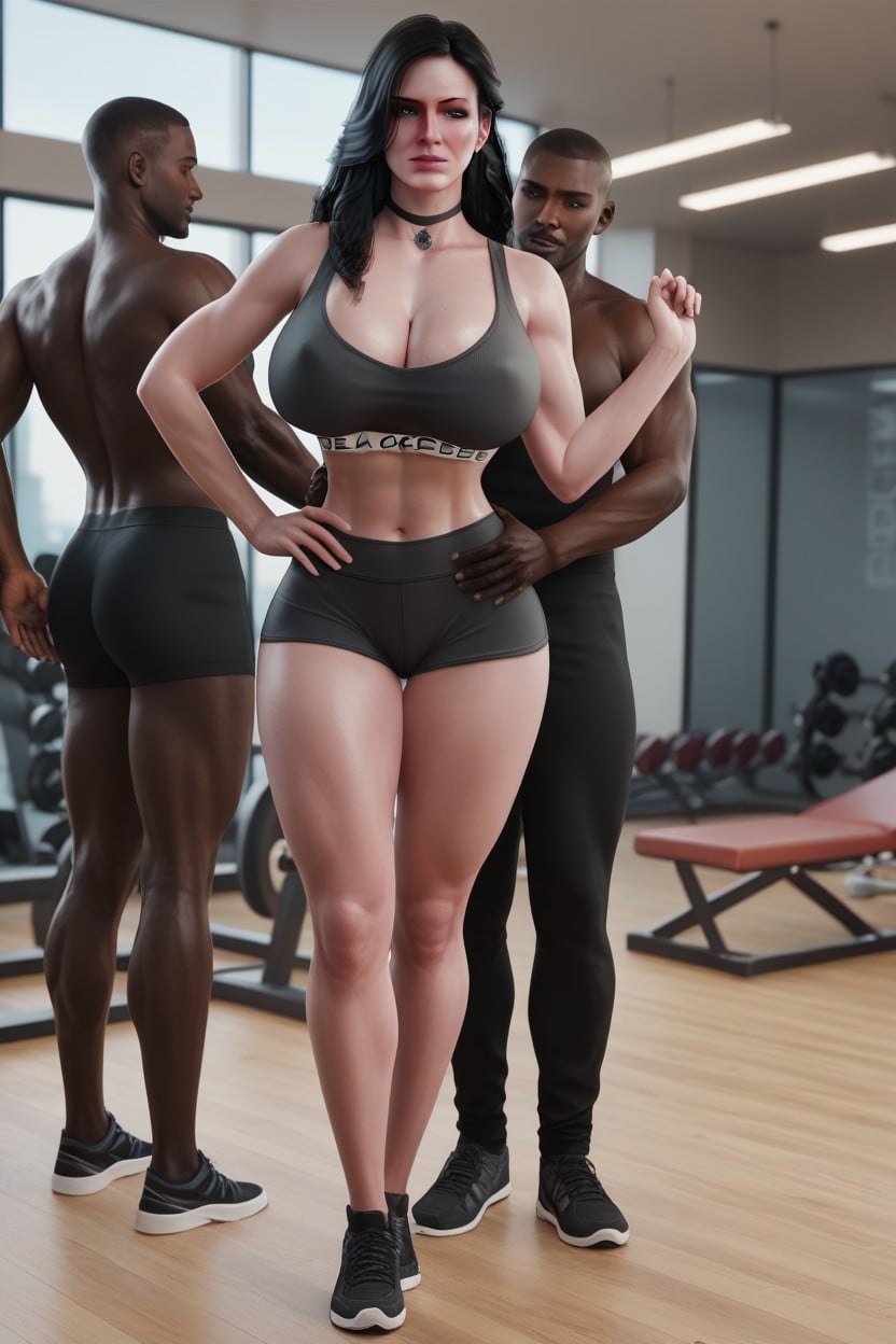 Blacked Branded Sports Bra, Silky And Shiny Hair, Long Black Hair Hentai AI Porn