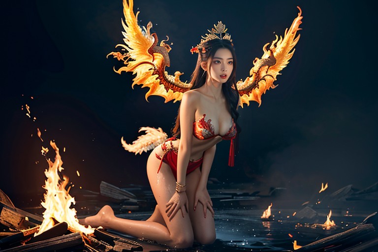 Dynamic Lighting, Kneeling On One Leg, Fantasy Battle Art Porno IA Asiatique