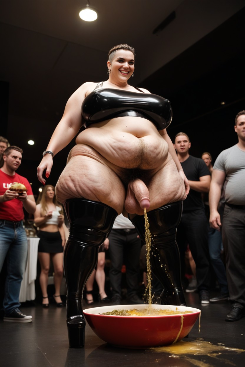 Piss Meal, Pissing In Food, Latex Crop Top Shemale AI Porn
