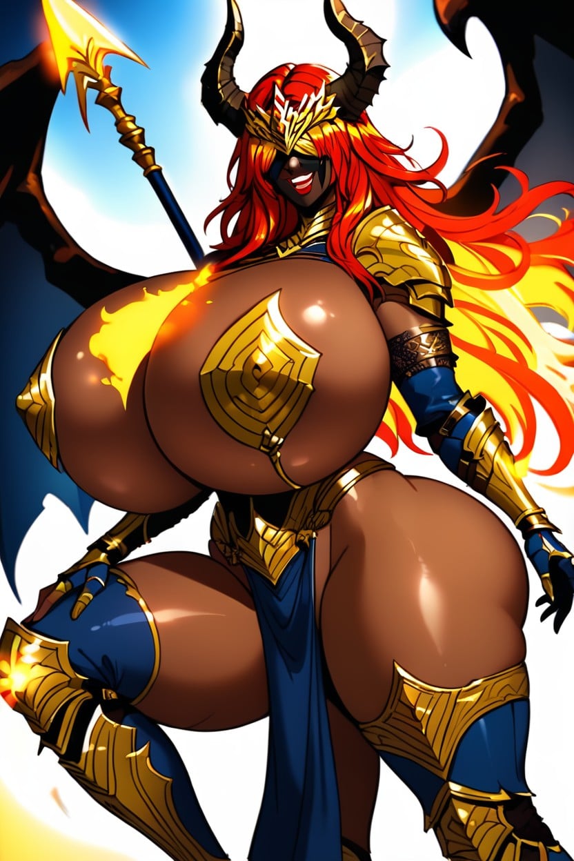 Mini Skirt, Sexy Gold Pauldrons, Wide Hips AI Porn