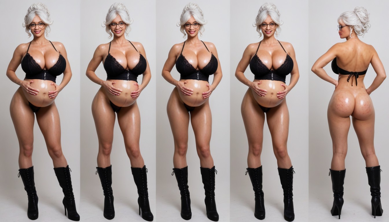 Pregnancy Comparison Chart, Long Legs, Looks At The Viewer AI Porn