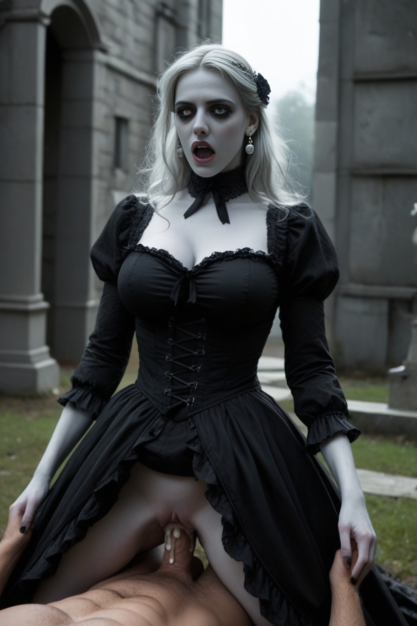 20+, Grey Pallid Skin Undead Zombie Traditional Victorian Ghost, Vaginal Fucked Hard AI Porn