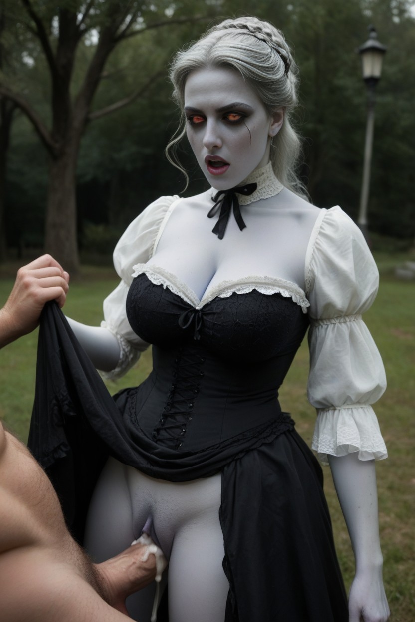 Fully Clothed Ferocious La Llorona Undead Zombie Horror Creepy Pallid Victorian Ghost, Ssbbw, Disgusted AI Porn