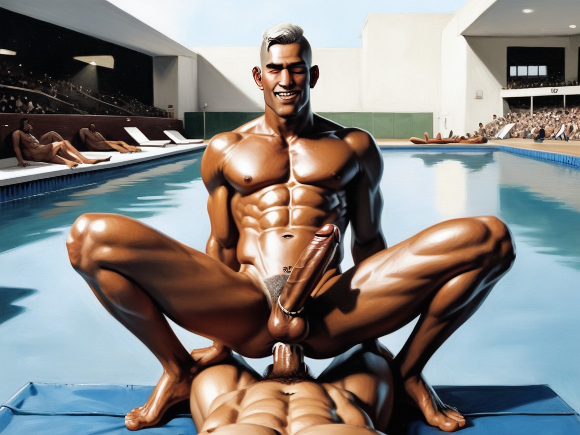 Mediodía, Cuerpo Completo, Ojos Marrones Porno gay IA