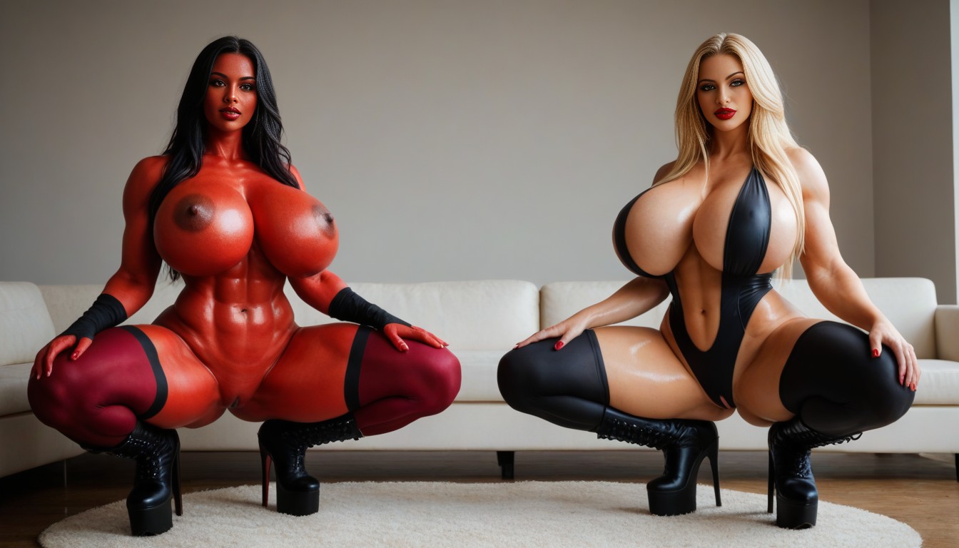 Skimpy Panties, Hooker Boots, Blonde Hair AI Porn
