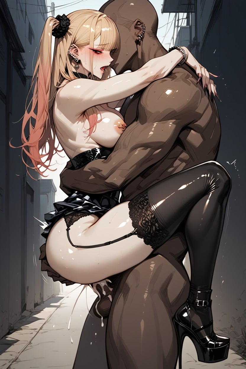 Alley, Lipstick, Arms Pulled Back Hentai AI Porn