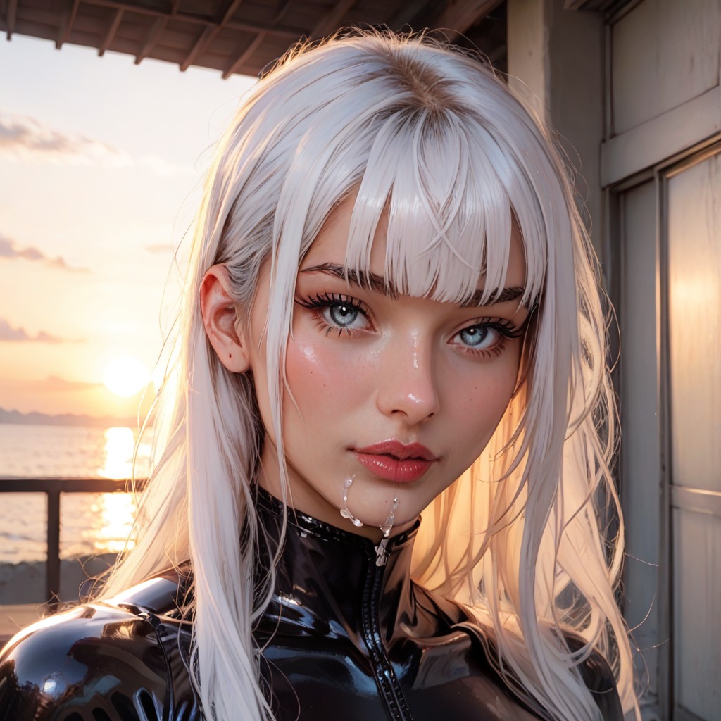 Full Latex Bodysuit, Blue Eyes Shadow, Looking At Viewer AI Porn