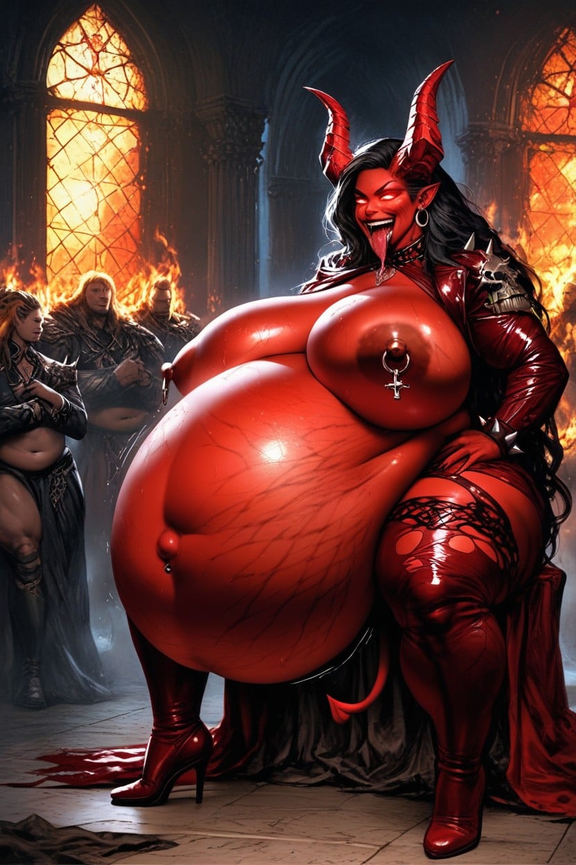 Gigantic Vore Belly, Extreme Breast Expansion, Resting On Her Own Belly AI Porn