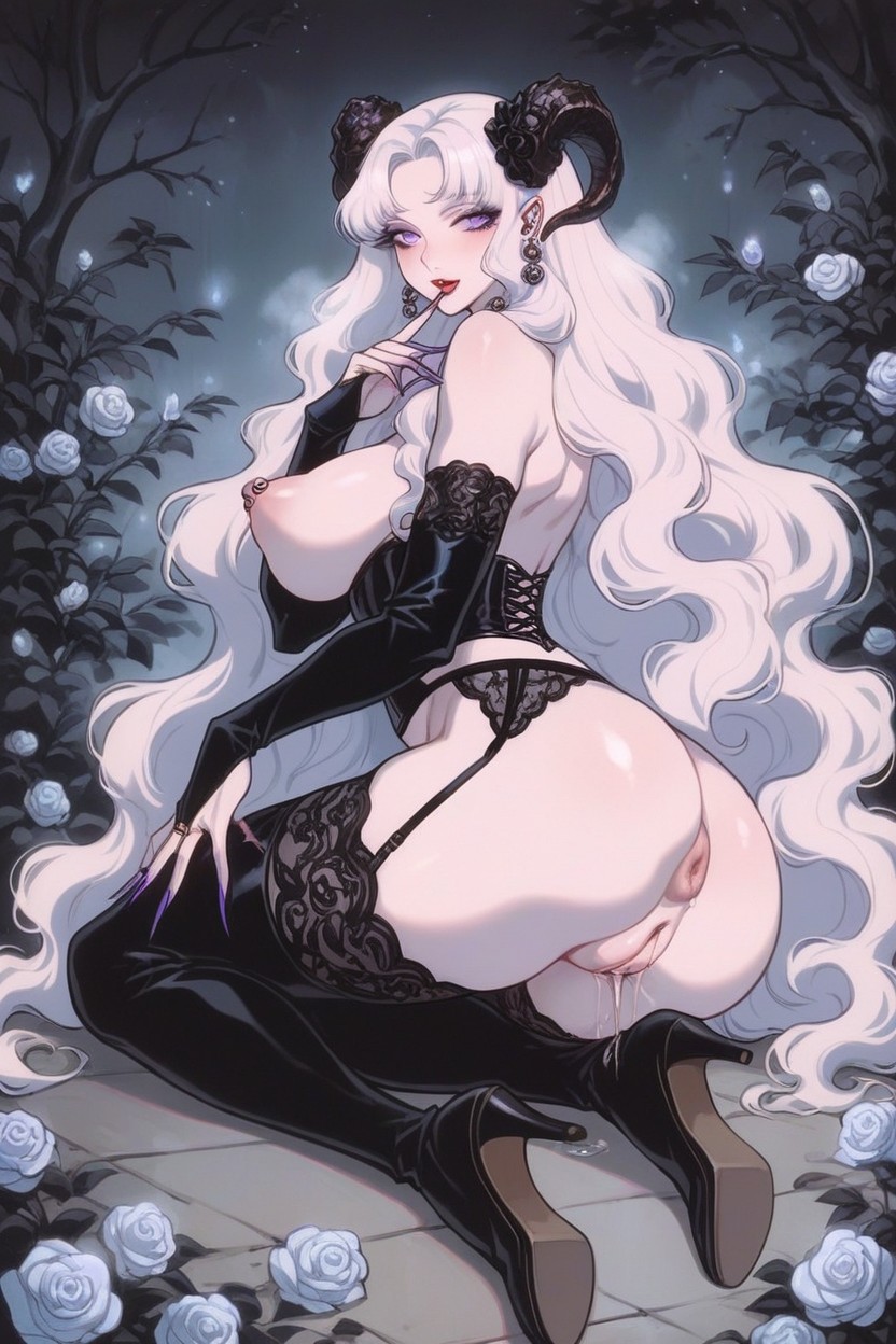 Medium Breast, Hair Ornaments That Glows Purple, Skimpy Luxurious Robes Hentai AI Porn